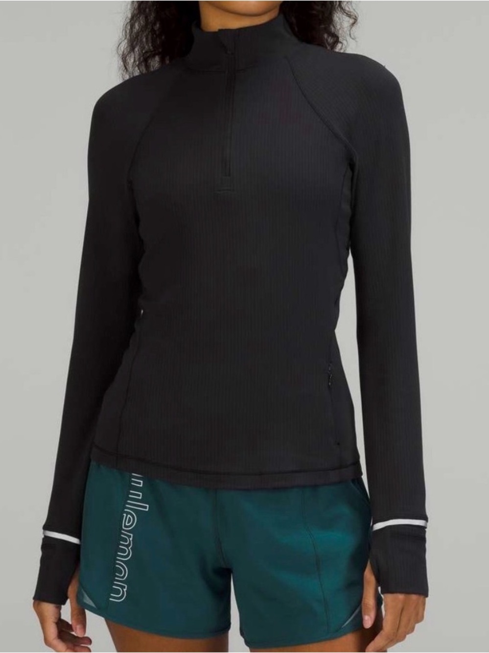 lululemon athletica It’s Rulu Run Black Ribbed Long-Sleeve Quarter-Zip Top